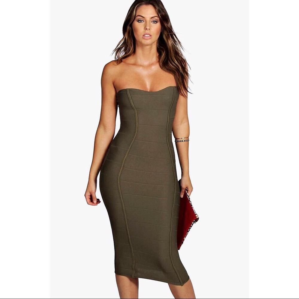 Olive bandage midi dress
